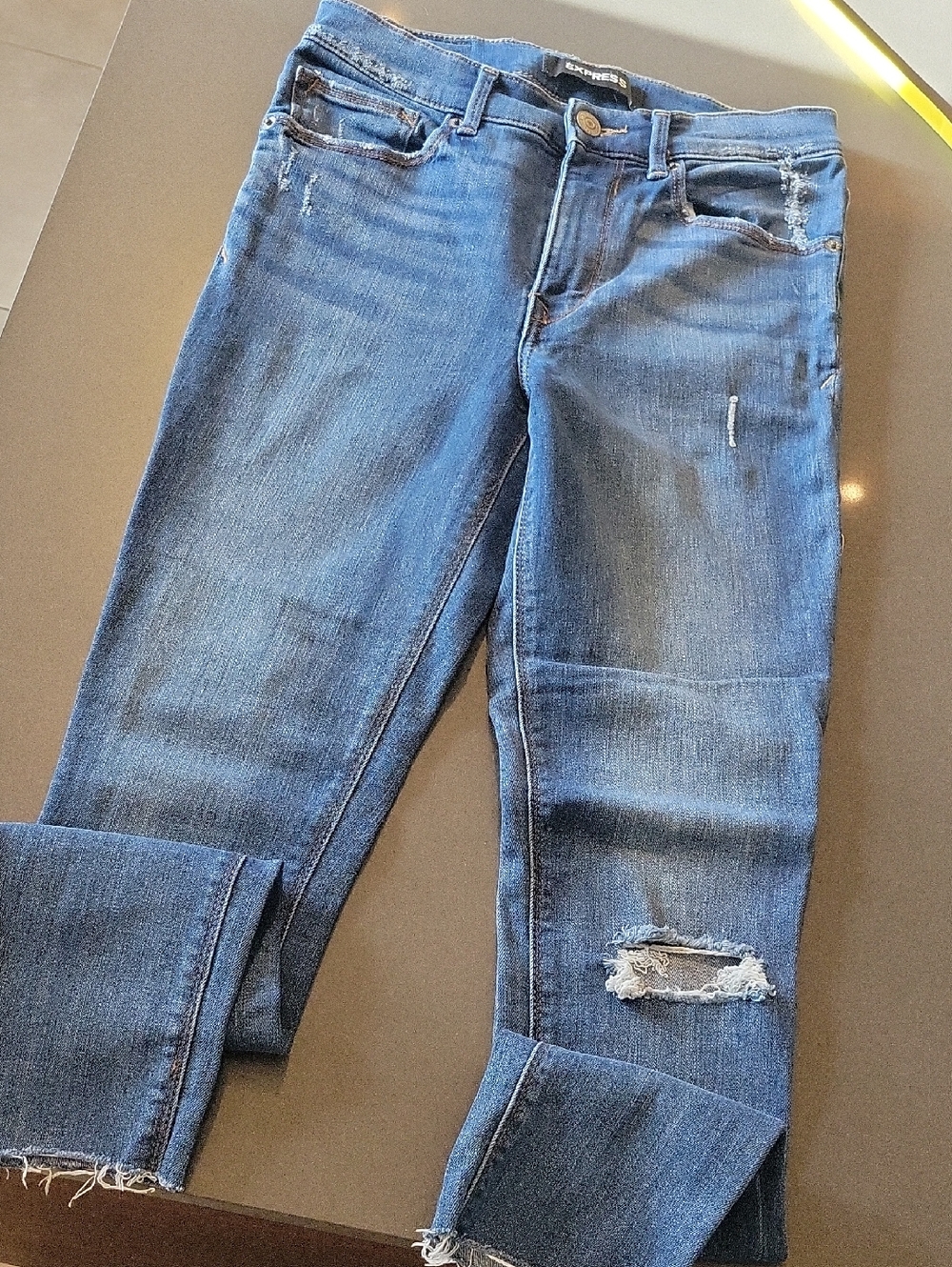 Express Women's Skinny Jeans with Distressed Knee